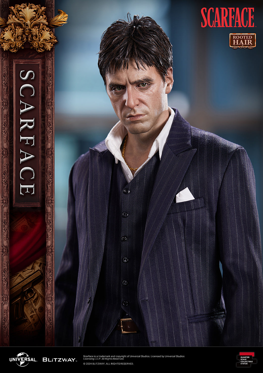 BLITZWAY 1/4 SCARFACE ROOTED HAIR VERSION 1/4 SCALE STATUE (PRE-ORDER) - Anotoys Collectibles