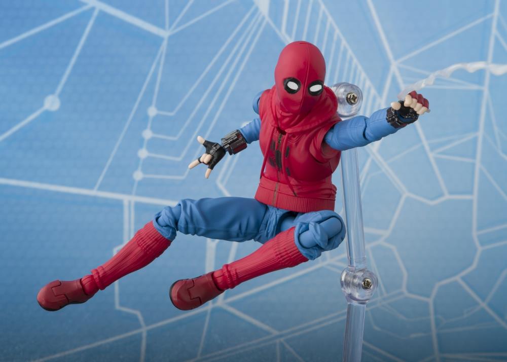 SH FIGUARTS SPIDER-MAN HOMECOMING: SPIDERMAN HOME MADE SUIT VER. & TAMASHII OPTION ACT WALL SET SHF19297 - Anotoys Collectibles