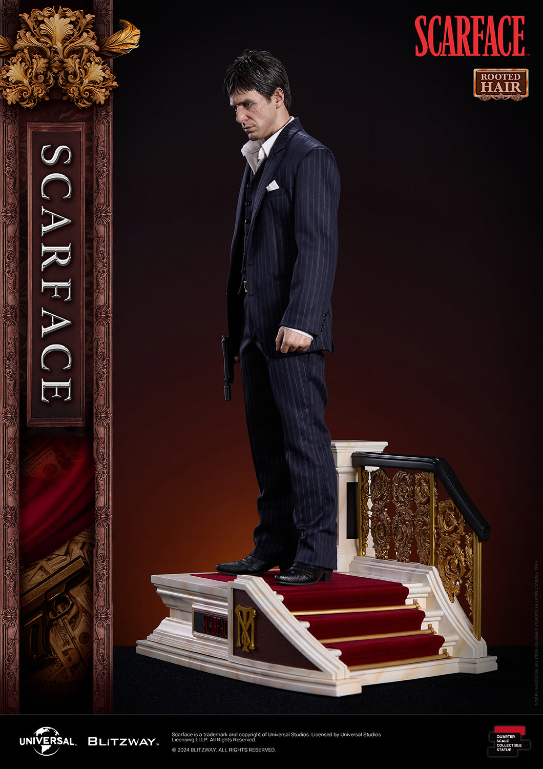 BLITZWAY 1/4 SCARFACE ROOTED HAIR VERSION 1/4 SCALE STATUE (PRE-ORDER) - Anotoys Collectibles