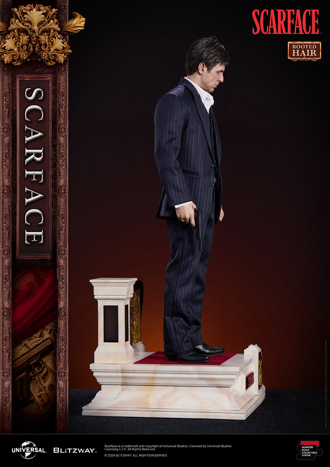 BLITZWAY 1/4 SCARFACE ROOTED HAIR VERSION 1/4 SCALE STATUE (PRE-ORDER) - Anotoys Collectibles