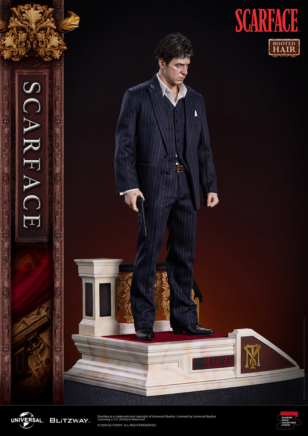 BLITZWAY 1/4 SCARFACE ROOTED HAIR VERSION 1/4 SCALE STATUE (PRE-ORDER) - Anotoys Collectibles