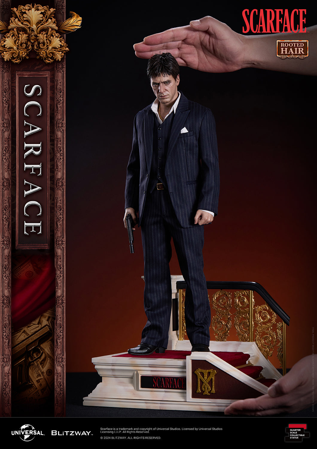 BLITZWAY 1/4 SCARFACE ROOTED HAIR VERSION 1/4 SCALE STATUE (PRE-ORDER) - Anotoys Collectibles
