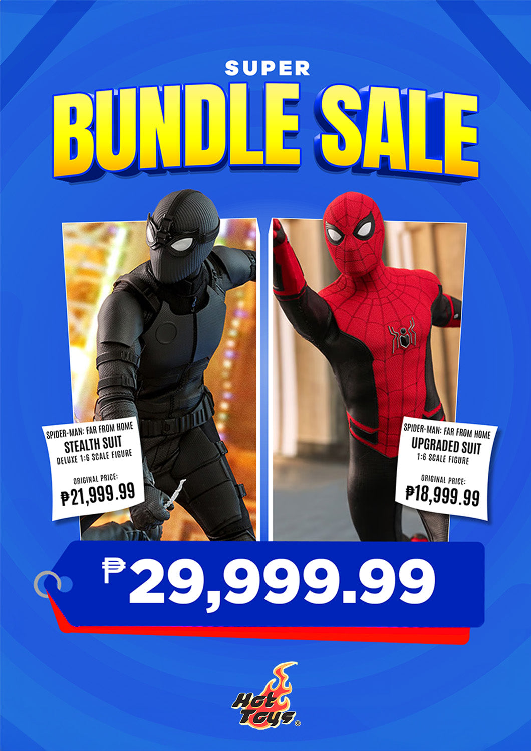 BUNDLE: Hot Toys Spider-Man: Far from Home - Upgraded Suit + Stealth Suit Deluxe