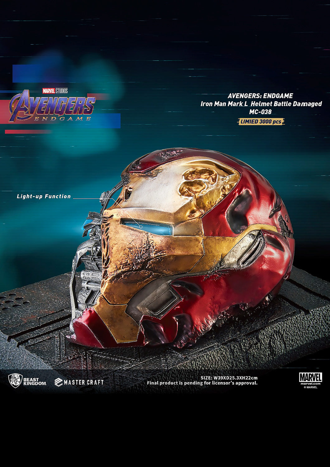 BEAST KINGDOM AVENGERS MARK L - MARK 50 HELMET BATTLE DAMAGE VERSION MC-038 - Anotoys Collectibles