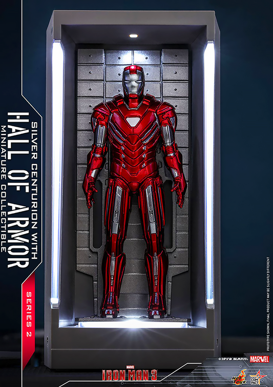 HOT TOYS MARVEL IRON MAN 3 SILVER CENTURION WITH HALL OF ARMOR MINIATURE COLLECTIBLE MMSC016 - Anotoys Collectibles