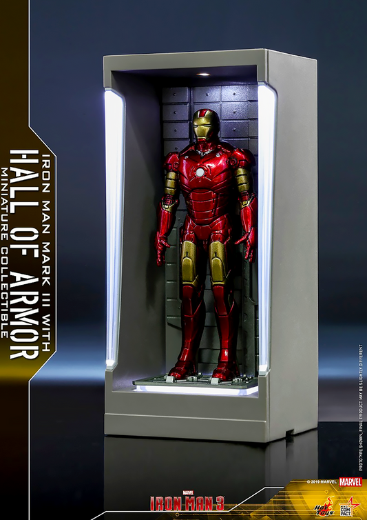 HOT TOYS MARVEL IRON MAN MARK III - MARK 3 WITH HALL OF ARMOR MINIATURE COLLECTIBLE - MMSC007 - Anotoys Collectibles