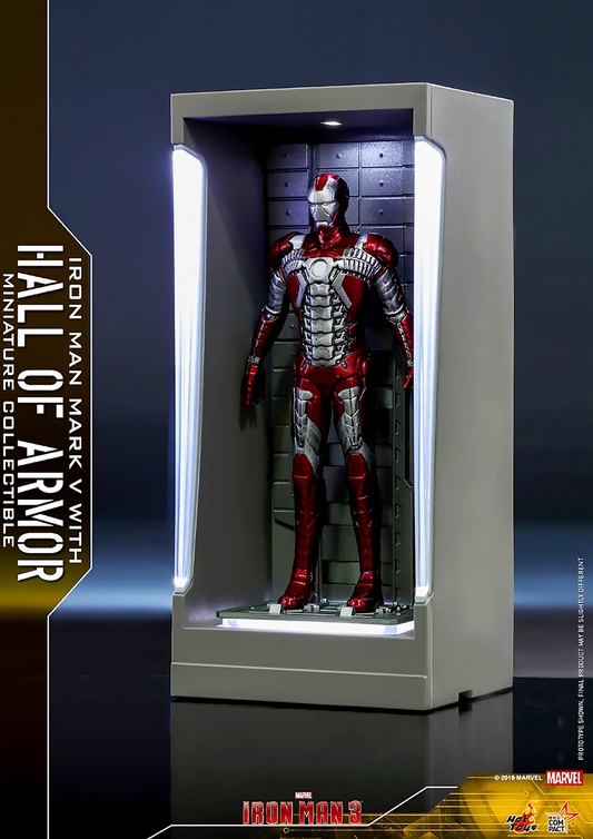 HOT TOYS MARVEL IRON MAN MARK V WITH HALL OF ARMOR MINIATURE COLLECTIBLE - MMSC009 - Anotoys Collectibles