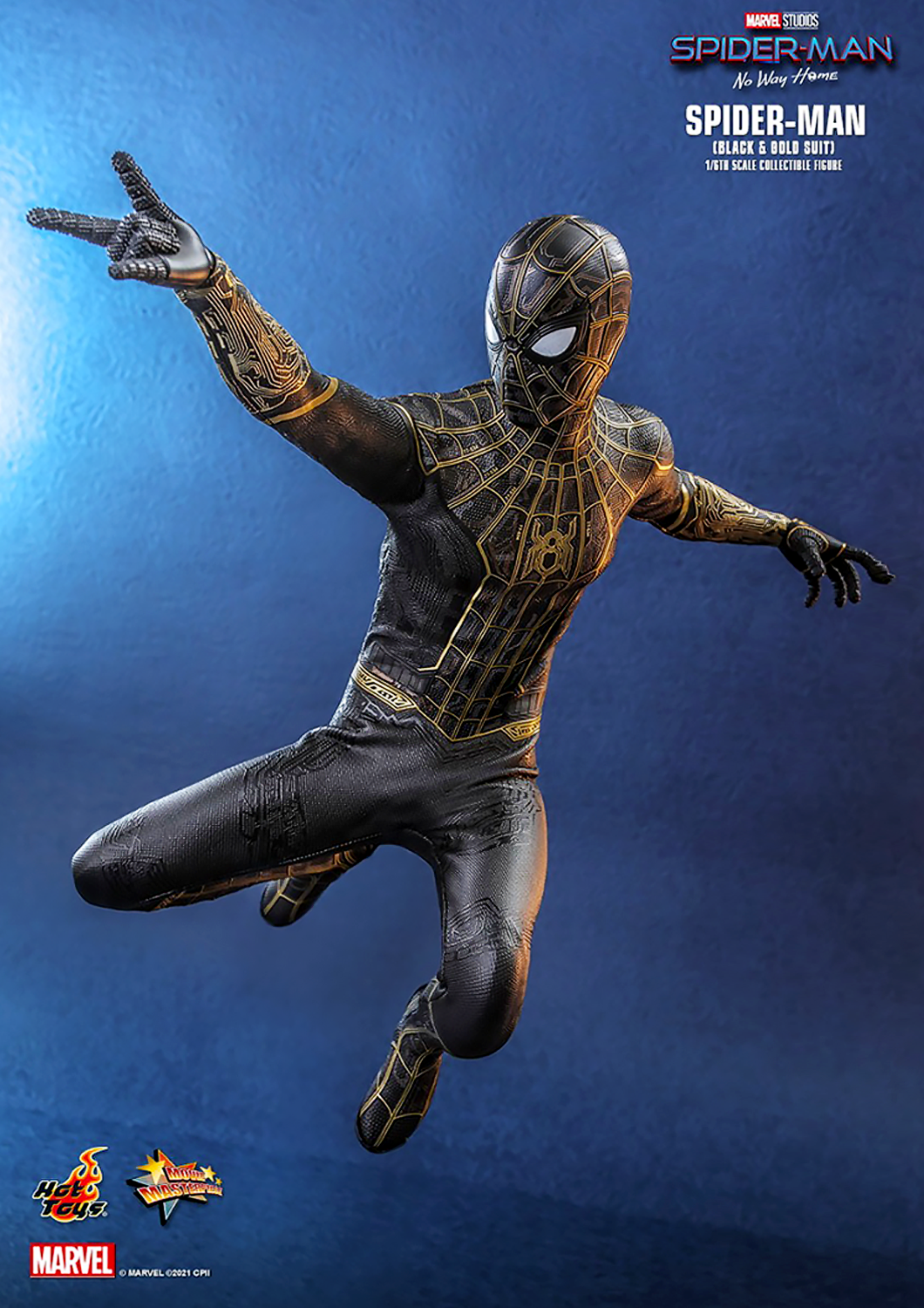HOT TOYS MARVEL SPIDER-MAN NO WAY HOME BLACK AND GOLD SUIT 1/6 MMS604 - Anotoys Collectibles