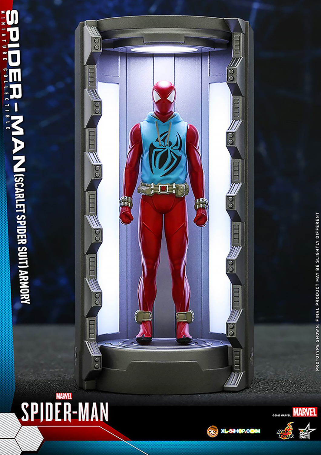 HOT TOYS MARVEL SPIDERMAN SCARLET SPIDER SUIT ARMORY MINIATURE COLLECTIBLE VGMC018 - Anotoys Collectibles