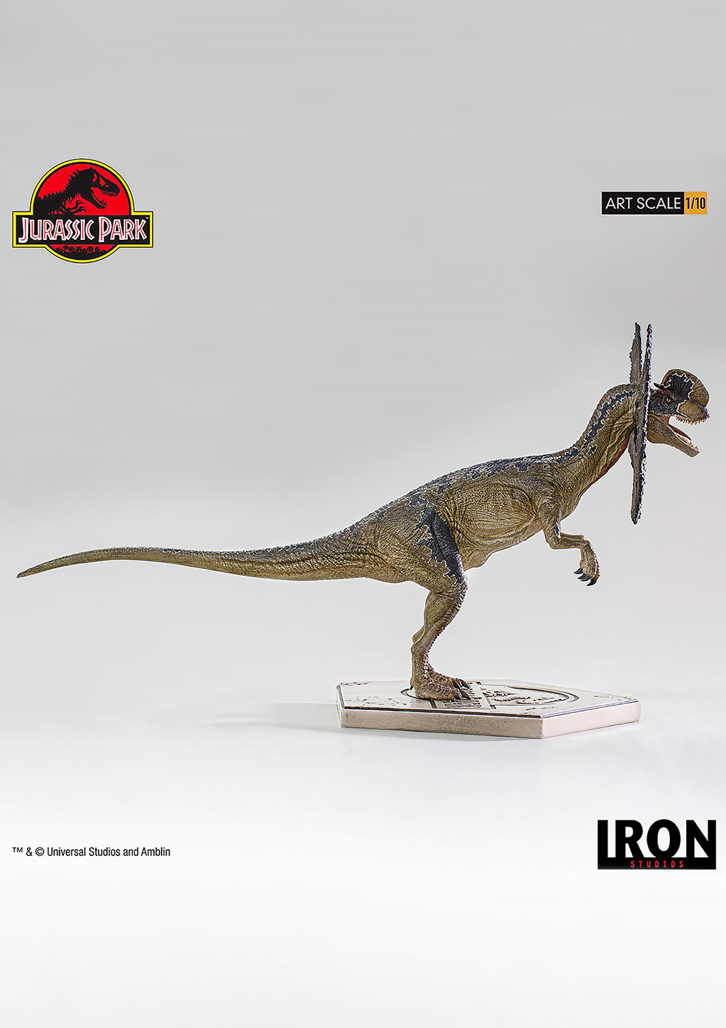 IRON STUDIOS JURASSIC PARK DILOPHOSAURUS 1/10 736532715067 - Anotoys Collectibles