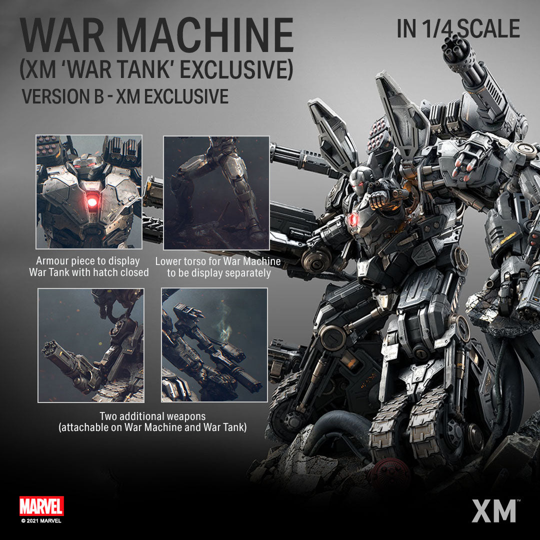 XM STUDIOS MARVEL WAR MACHINE (XM 'WAR TANK' EXCLUSIVE) VER B 1/4 SCALE - Anotoys Collectibles