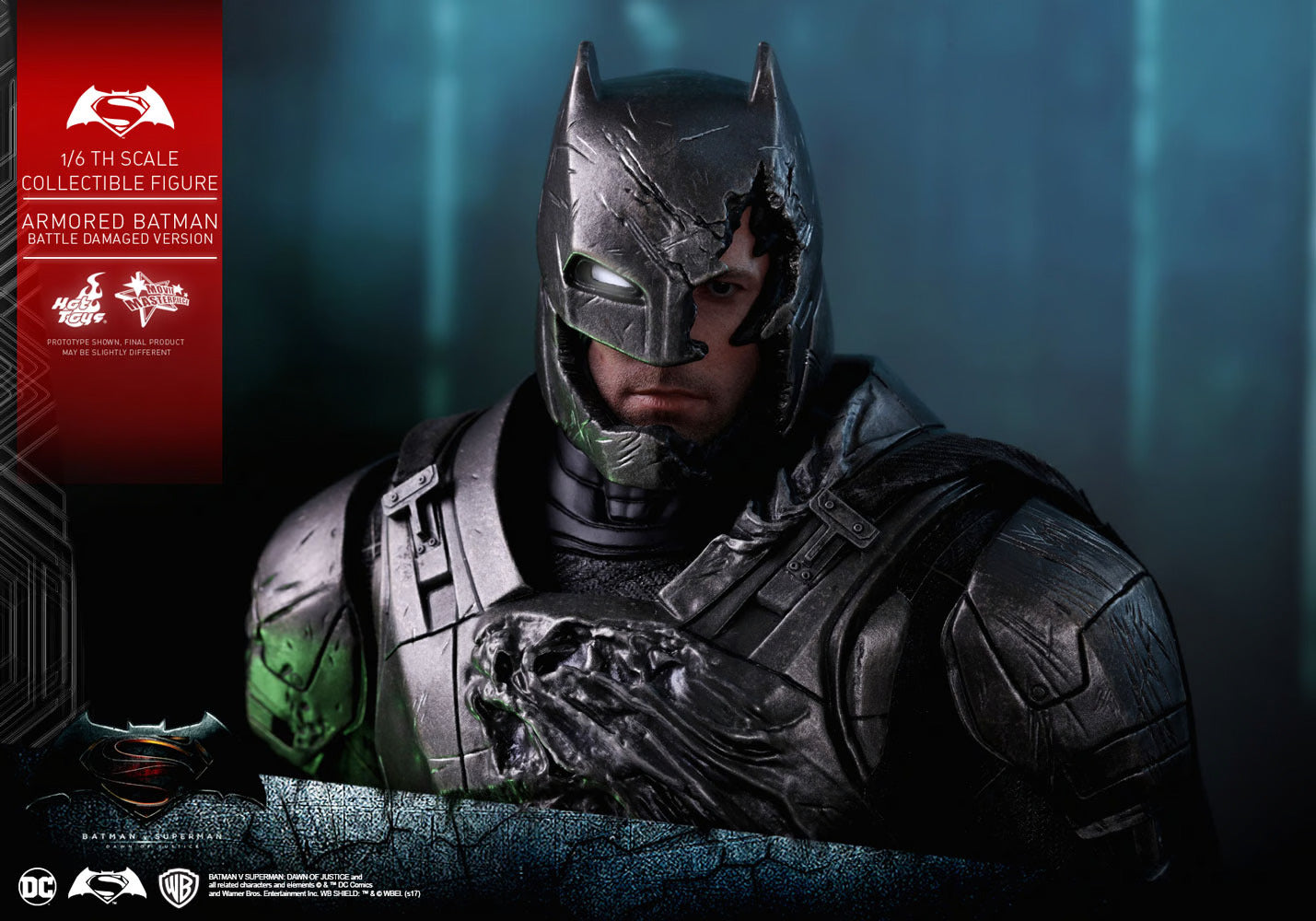 HOT TOYS DC  BATMAN VS SUPERMAN - ARMORED BATMAN BATTLE-DAMAGED EXCLUSIVE VERSION 1/6 MMS417 - Anotoys Collectibles