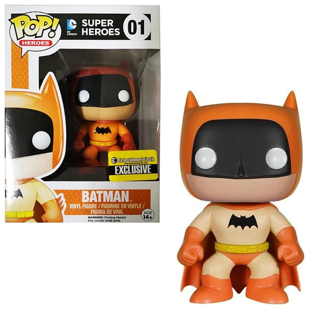 FUNKO POP! HEROES DC SUPER HEROES BATMAN (ORANGE) ENTERTAINMENT EARTH EXCLUSIVE FIGURE #01 - Anotoys Collectibles