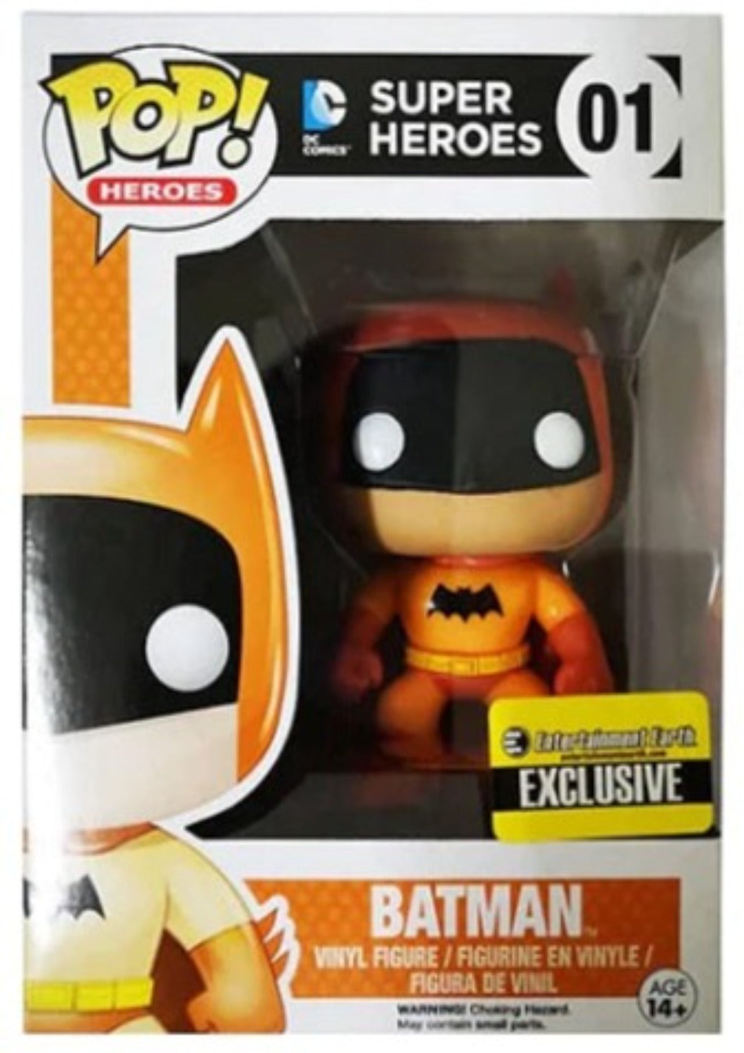 FUNKO POP! HEROES DC SUPER HEROES BATMAN (ORANGE) ENTERTAINMENT EARTH EXCLUSIVE FIGURE #01 - Anotoys Collectibles