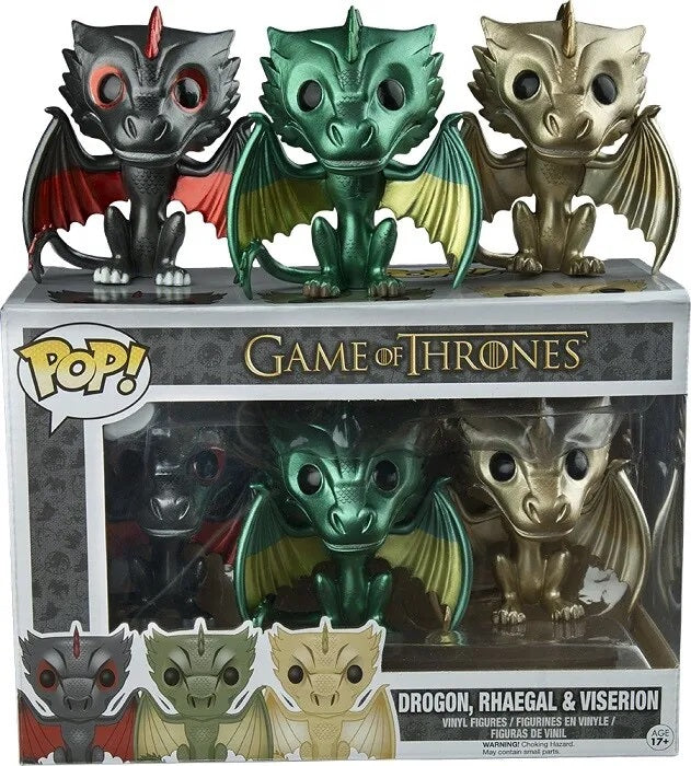 FUNKO POP! GAME OF THRONES FIGURES 3-PACK -DROGON, RHAEGAL & VISERION (METALLIC) - Anotoys Collectibles