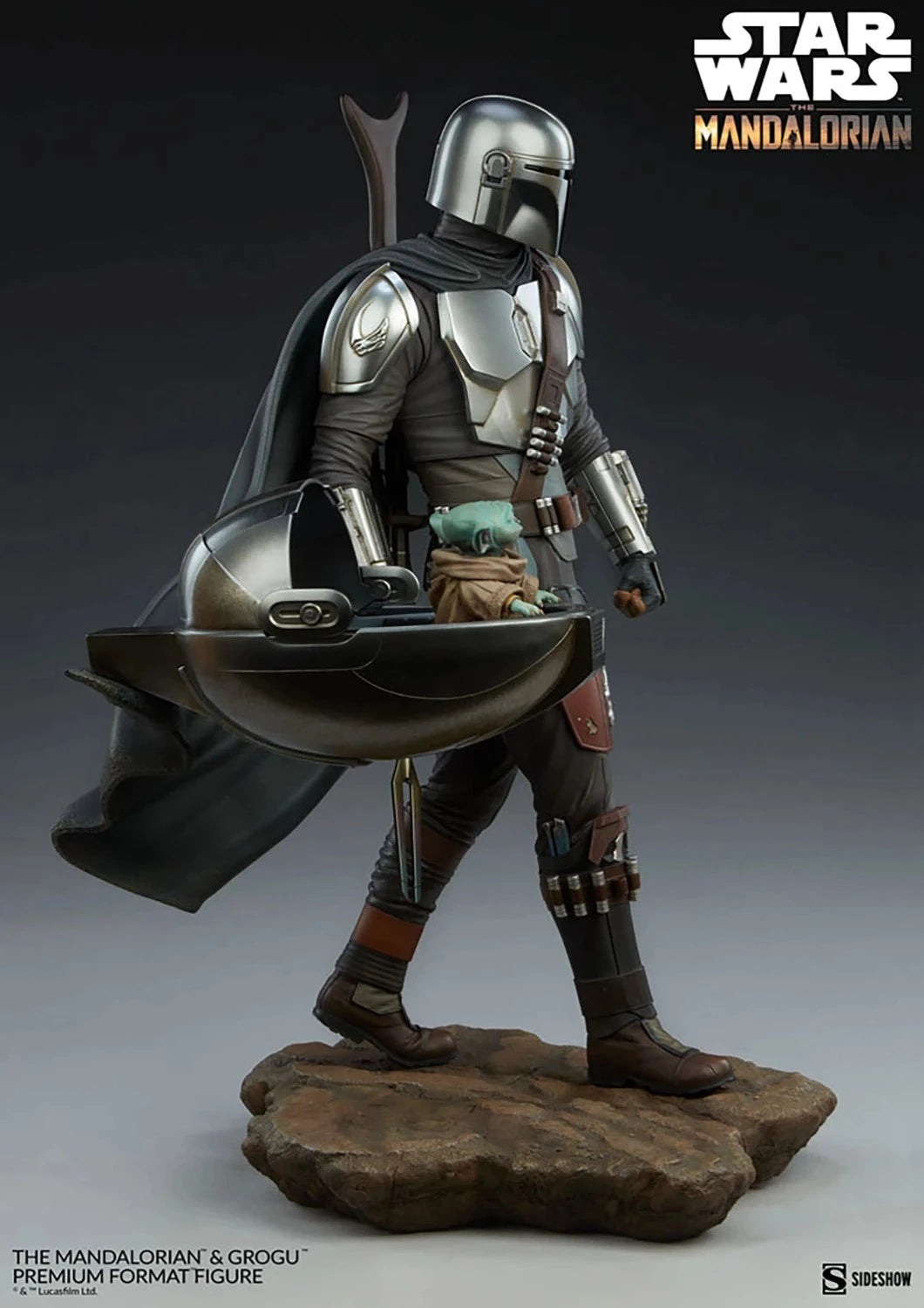 SIDESHOW STAR WARS MANDALORIAN AND YODA BABY STATUE 300786 - Anotoys Collectibles
