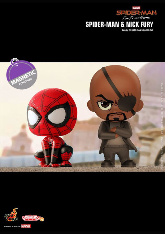 COSBABY SPIDER MAN AND NICK FURY BOBBLE-HEAD COLLECTIBLE SET - COSB632 - Anotoys Collectibles