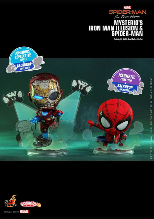 COSBABY(S) SPIDER-MAN FAR FROM HOME MYSTERIO'S IRON MAN ILLUSION BOBBLE-HEAD COLLECTIBLE SET - COSB768 - Anotoys Collectibles