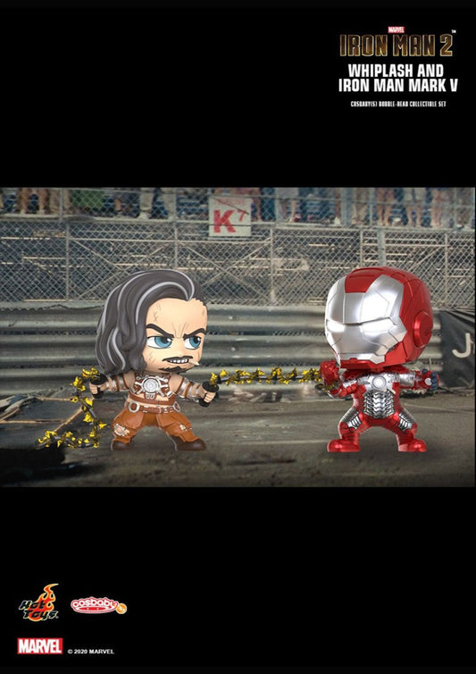 COSBABY IRON MAN 2 WHIPLASH AND IRON MAN MARK V - MARK 5 BOBBLE HEAD COLLECTIBLE SET COSB801 - Anotoys Collectibles
